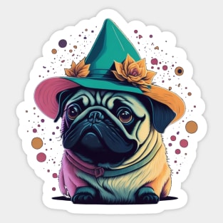 Pug in hat Sticker